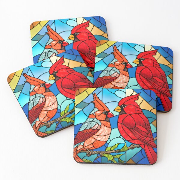 Item preview, A Pair of Beautiful Cardinals, Stained Glass Art  designed and sold by factory88.