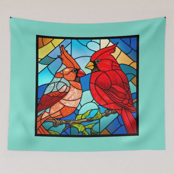 Item preview, A Pair of Beautiful Cardinals, Stained Glass Art  designed and sold by factory88.