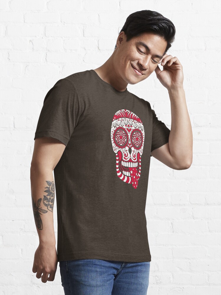 Day of the Dead Red White Blue USA Patriotic Sugar Skull Tri-blend T-Shirt  for Sale by BzarDesigns