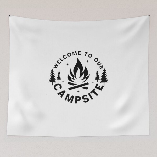 Artikelvorschau, Kopie von Willkommen auf unserem Campingplatz, unserem Campingplatz, Lagerschild, Campingplatzflagge, Lagerdekoration, Campingliebhaber, Geschenk für Naturliebhaber entworfen und verkauft von Sophistical.