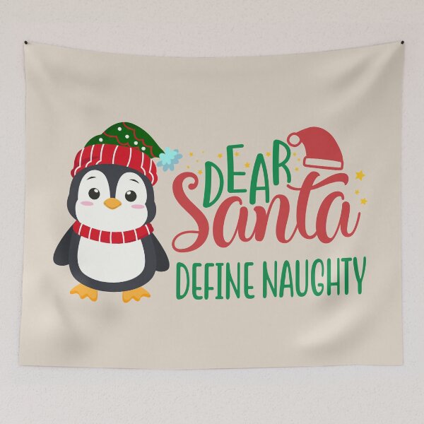 Item preview, Dear Santa Define Naughty - Cute Penguin in Winter Outfit designed and sold by Trinket-Trickster.