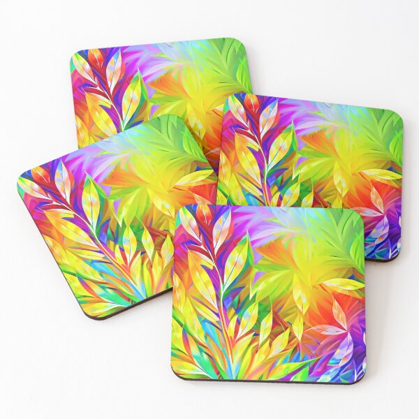 Item preview, Abstract rainbow leaves design happy joyful colorful blowing in the wind inspirational and uplifting designed and sold by CGSGraphics.