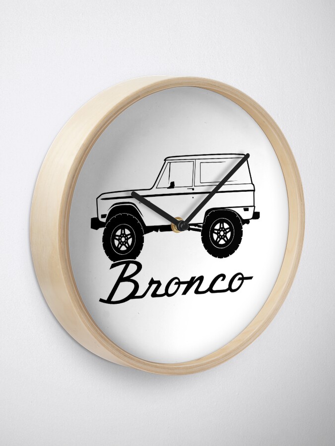 "19661977 Ford Bronco Side, black print" Clock for Sale by