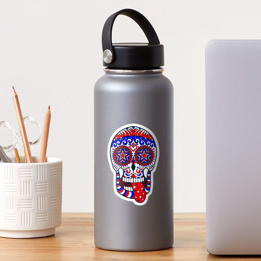 Day of the Dead Red White Blue USA Patriotic Sugar Skull Tri