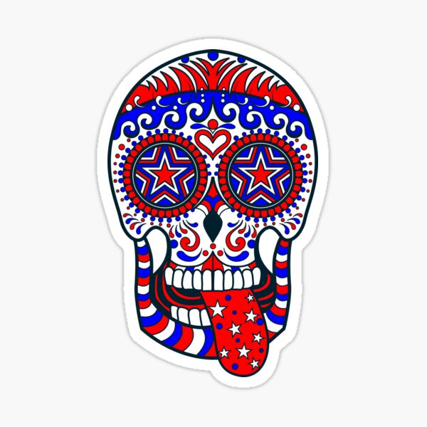 Day of the Dead Red White Blue USA Patriotic Sugar Skull Tri