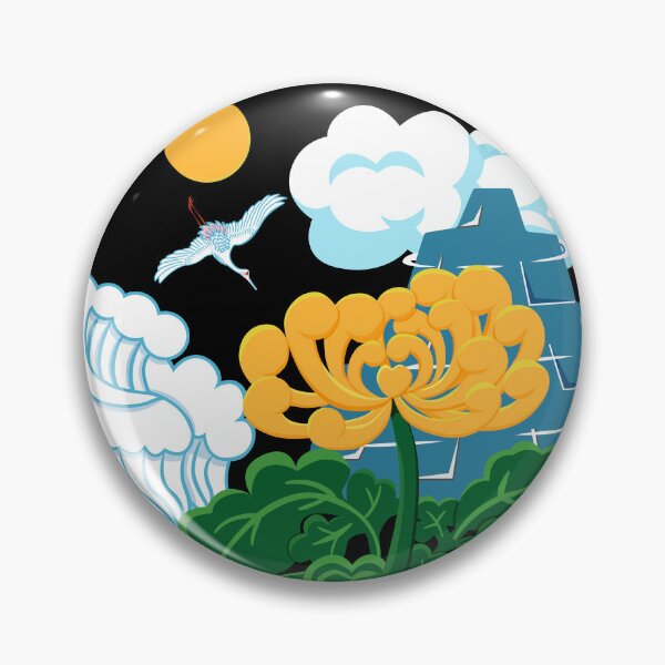 Item preview, Golden Chrysanthemum Green Leaves Blooming in the Sea Water in Black designed and sold by Moyanana.