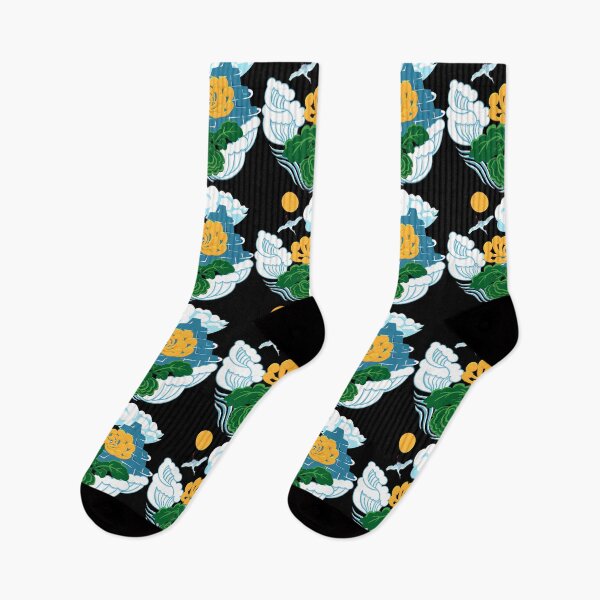 Item preview, Golden Chrysanthemum Green Leaves Blooming in the Sea Water in Black designed and sold by Moyanana.