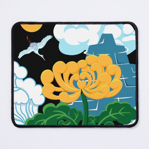 Item preview, Golden Chrysanthemum Green Leaves Blooming in the Sea Water in Black designed and sold by Moyanana.