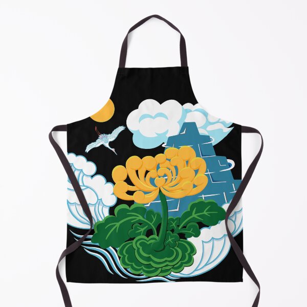 Item preview, Golden Chrysanthemum Green Leaves Blooming in the Sea Water in Black designed and sold by Moyanana.