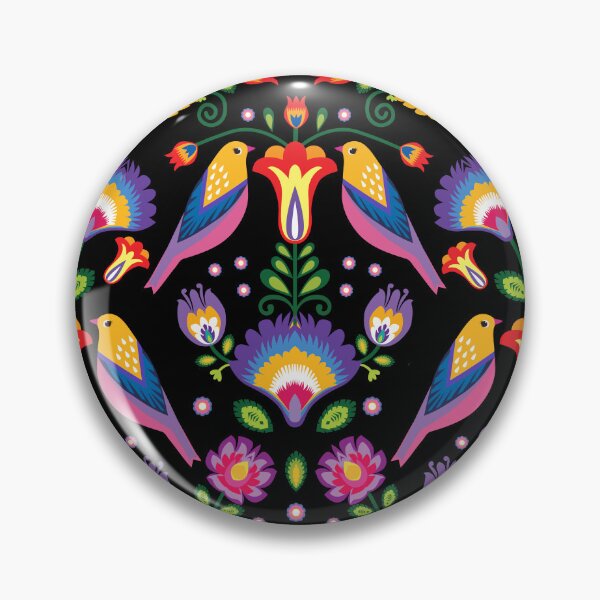 Item preview, Vibrant Folklore flowers on black designed and sold by FK-UK.