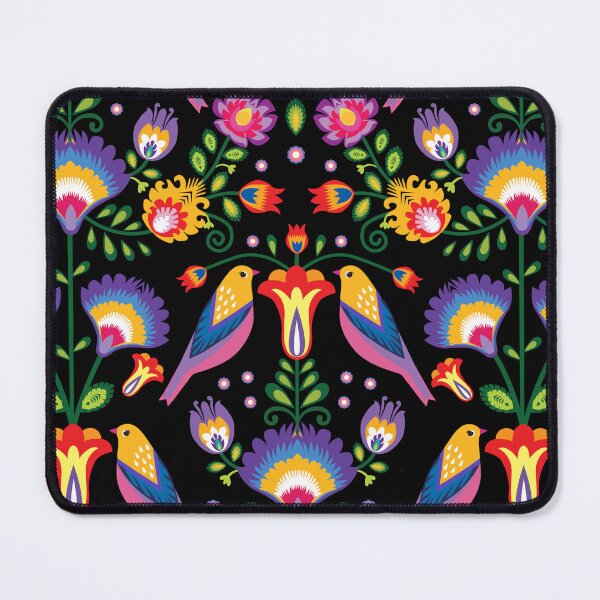 Item preview, Vibrant Folklore flowers on black designed and sold by FK-UK.
