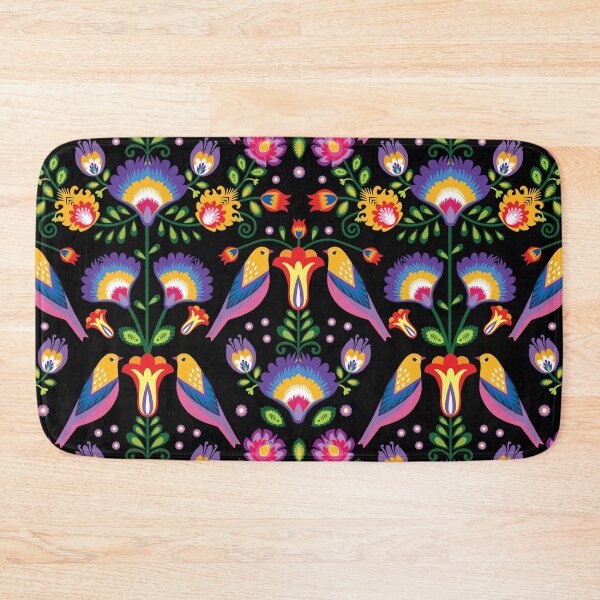 Item preview, Vibrant Folklore flowers on black designed and sold by FK-UK.