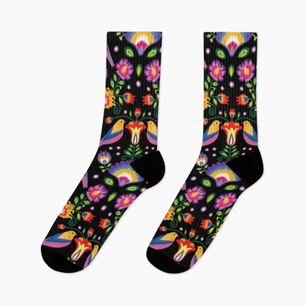 Item preview, Vibrant Folklore flowers on black designed and sold by FK-UK.