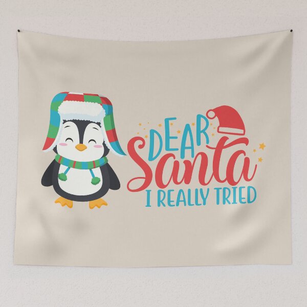 Item preview, Dear Santa I Really Tried - Cute Penguin in Winter Outfit designed and sold by Trinket-Trickster.
