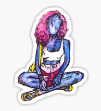 blue girl Sticker