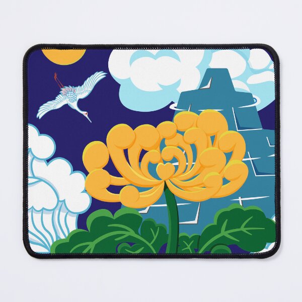 Item preview, Copy of Golden Chrysanthemum Green Leaves Blooming in the Sea Water in Blue designed and sold by Moyanana.