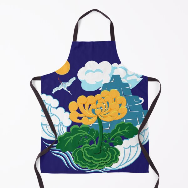 Item preview, Copy of Golden Chrysanthemum Green Leaves Blooming in the Sea Water in Blue designed and sold by Moyanana.