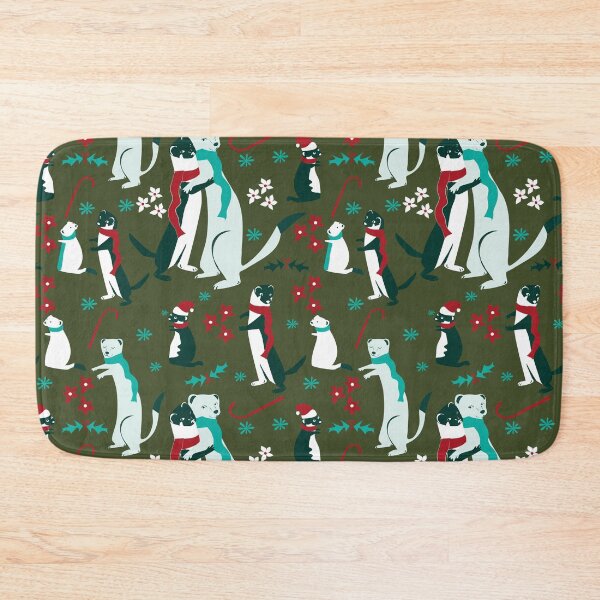 Item preview, Mustelid Christmas Weasel Hugs green designed and sold by belettelepink.