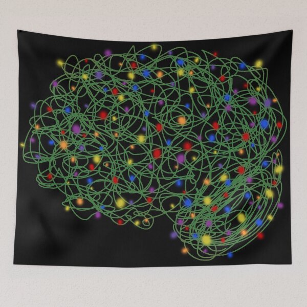 Item preview, Festive Christmas Holiday Merry Brain Cerebral Cortex Psych Psychology Neuro Neurology Neurons designed and sold by hopecope.