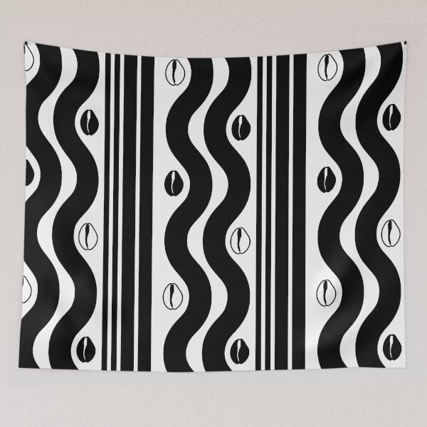Item preview, Retro, Abstract Design Black & White Cowrie and Shells designed and sold by Zimbrand Designs.