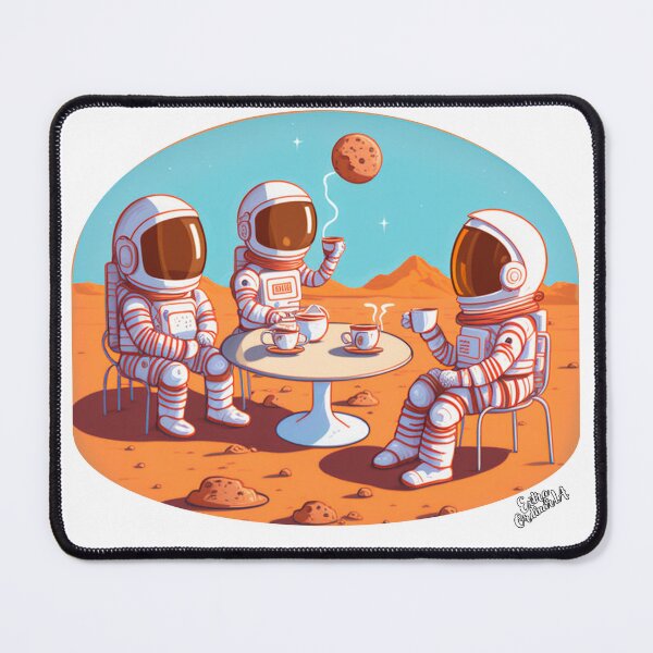 Item preview, Cute astronauts drinking coffee on Mars designed and sold by extraordinar-ia.