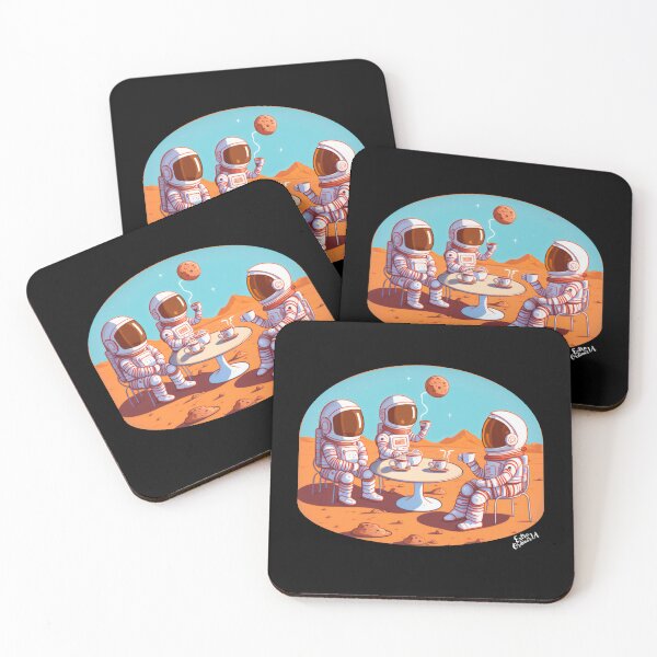 Item preview, Cute Astronauts drinking coffee on Mars designed and sold by extraordinar-ia.