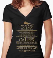 Mother Of Cats. Catleesi Women's Fitted V-Neck T-Shirt