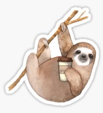 Three Toed Sloth Just Hangin' Out Enjoying a Coffee Sticker