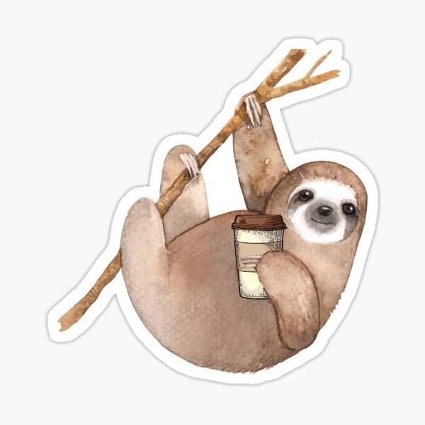 Keep warm. Sloffee coffee. Funny cute sloth quote Sticker