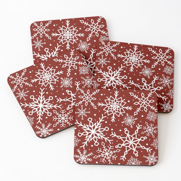 Item preview, Festive Red Snowflake Pattern designed and sold by seasprayart.