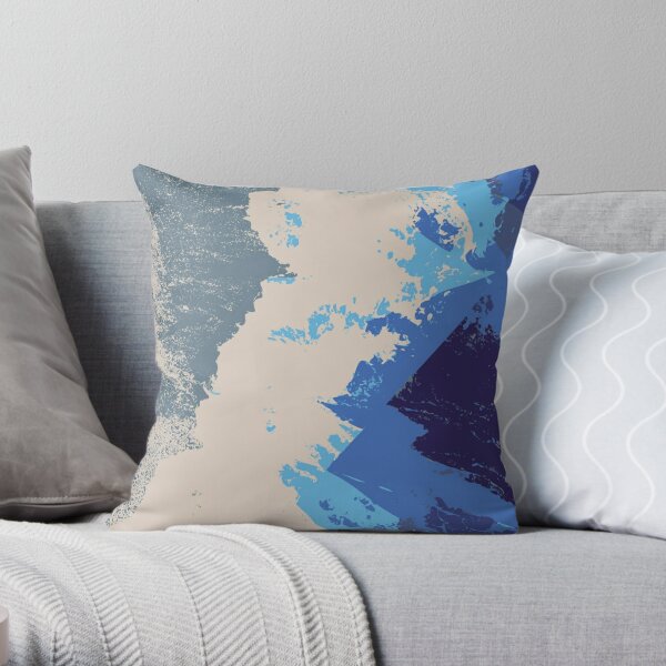 Blue Minimal Abstract Ocean Wave Throw Pillow