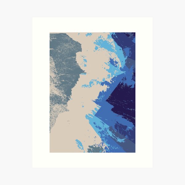 Blue Minimal Abstract Ocean Wave Art Print