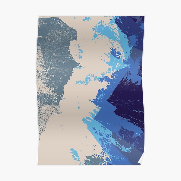 Blue Minimal Abstract Ocean Wave Poster
