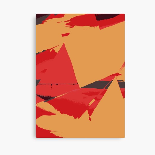 Red Orange Minimal Abstract Landscape Canvas Print