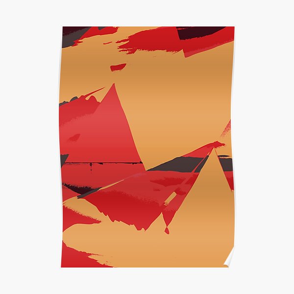 Red Orange Minimal Abstract Landscape Poster