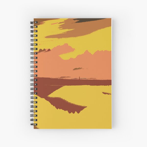 Yellow Minimal Abstract Landscape Spiral Notebook