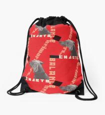 Constructivist Weimaraner Balancing Black Cube Drawstring Bag