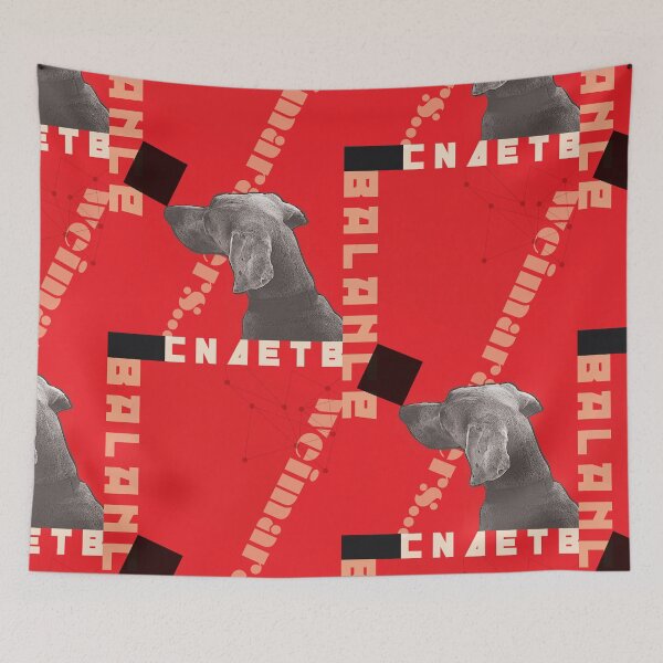 Item preview, Constructivist Weimaraner Balancing Black Cube designed and sold by bluweim.