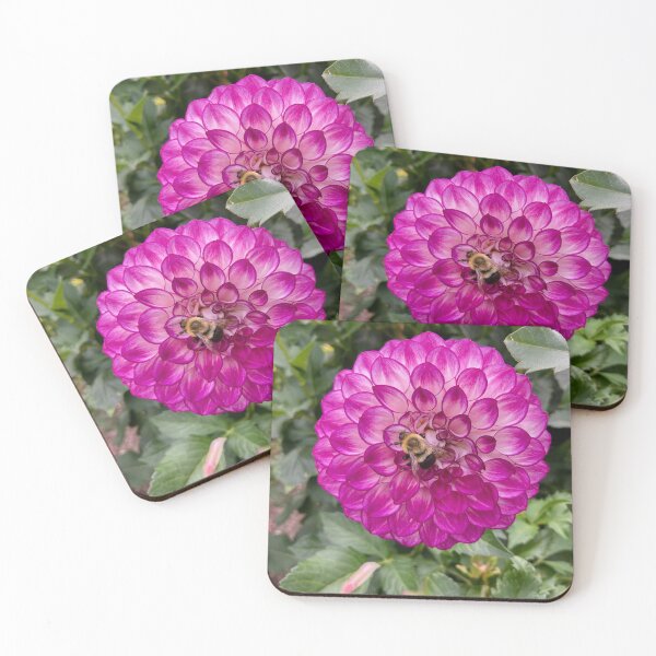 Item preview, Pink dahlia with a bumble bee designed and sold by JuliVogel.