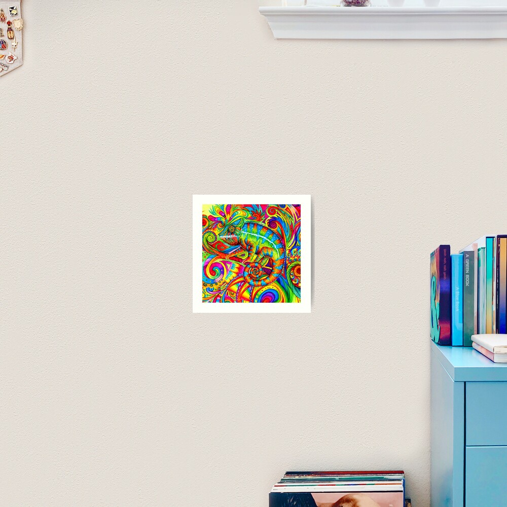 Psychedelizard Psychedelic Chameleon Colorful Rainbow Lizard Art Print