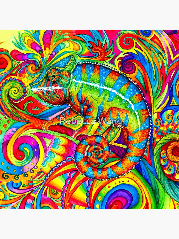 Psychedelizard Psychedelic Chameleon Colorful Rainbow Lizard by lioncrusher