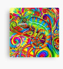 Psychedelizard Psychedelic Chameleon Colorful Rainbow Lizard Canvas Print