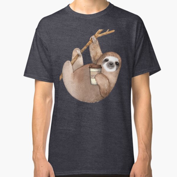 Three Toed Sloth Just Hangin' Out Enjoying a Coffee Classic T-Shirt