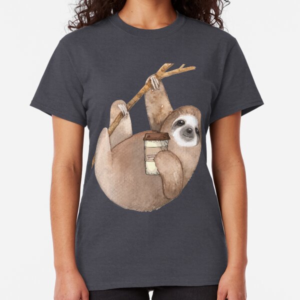 Three Toed Sloth Just Hangin' Out Enjoying a Coffee Classic T-Shirt
