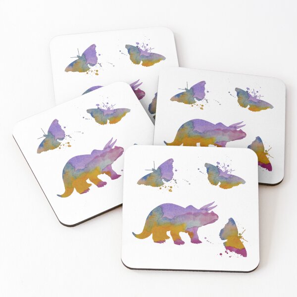 Item preview, Triceratops Dinosaur Art, Dinosaur with Horns Butterfly Art, Dinosaurs And Butterflies designed and sold by BittenByErmines.