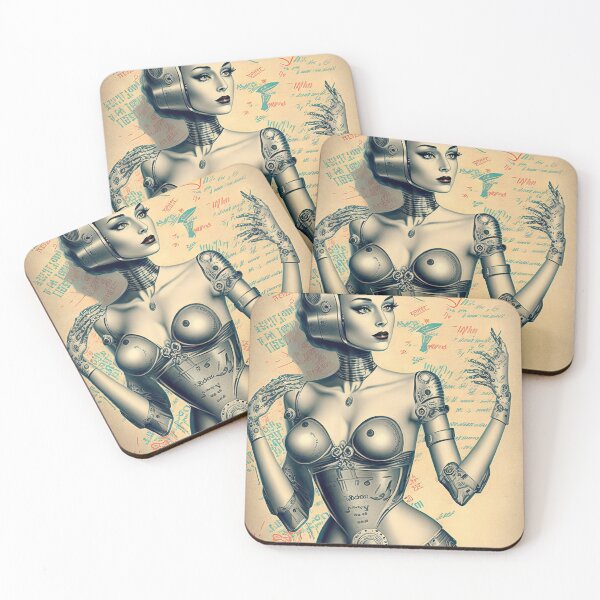 Item preview, Vintage retro movie poster look with a beautiful sexy robot fantasy woman and typography background designed and sold by mrlongfield.
