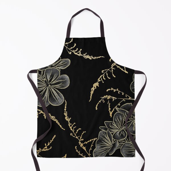 Item preview, Golden floral pattern on a black background designed and sold by dibartstudio.