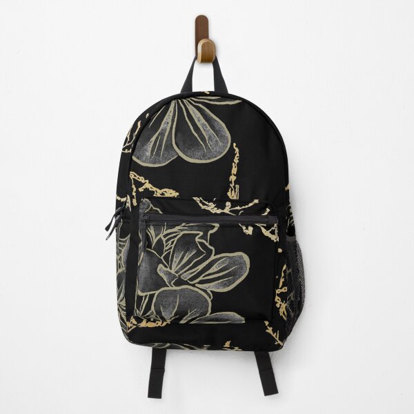 Item preview, Golden floral pattern on a black background designed and sold by dibartstudio.