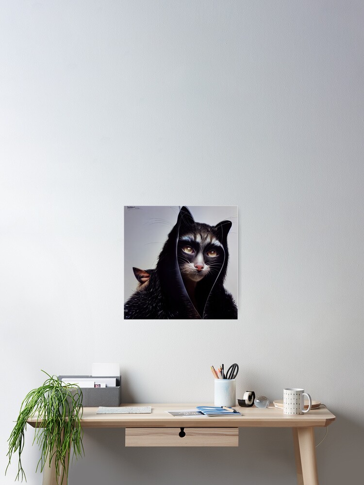 Thumbnail 2 of 3, Poster, Cybermonk cat designed and sold by osssoconcept.
