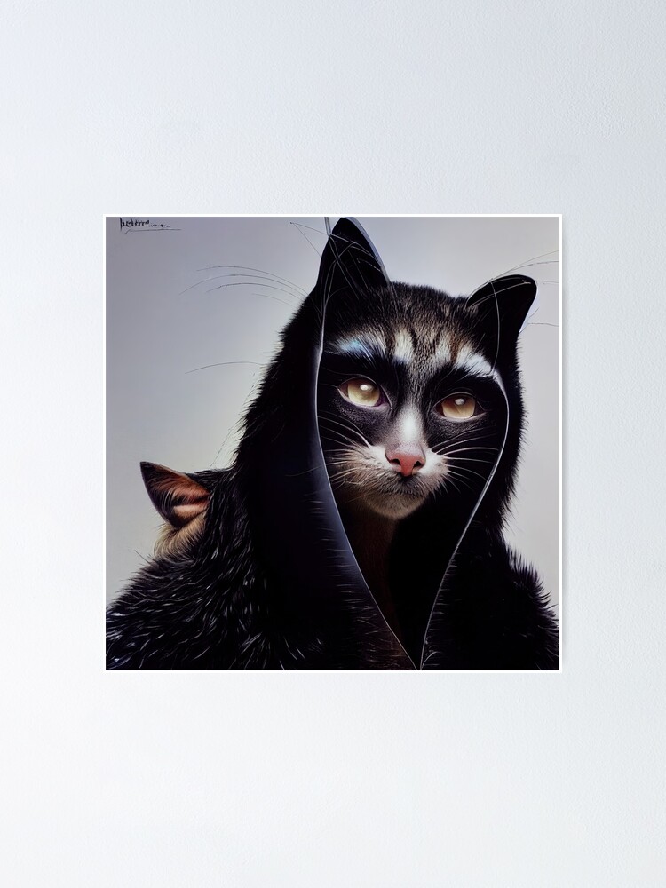 Thumbnail 1 of 3, Poster, Cybermonk cat designed and sold by osssoconcept.